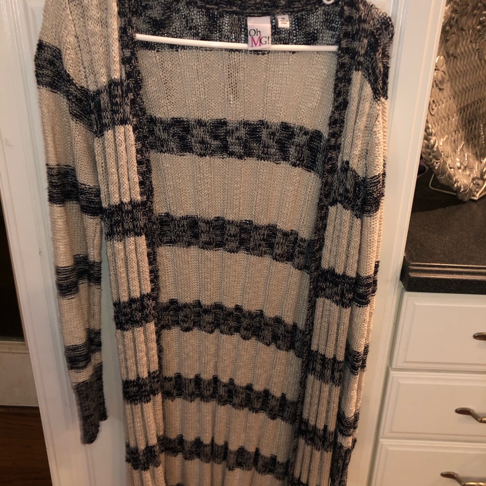 Navy and white striped cardigan